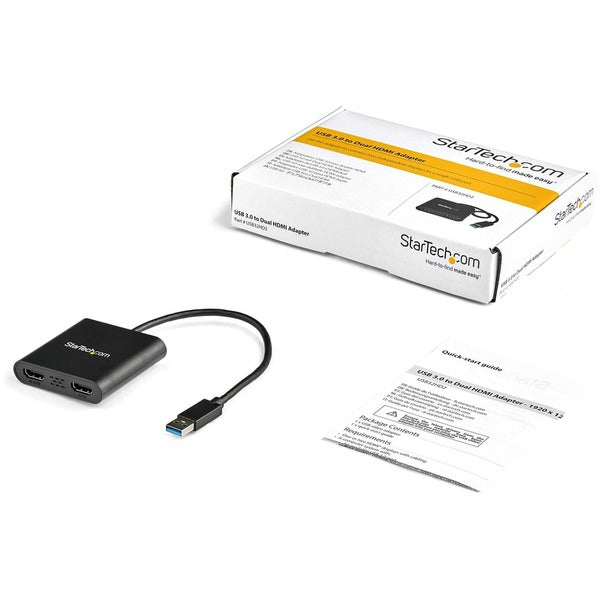StarTech.com USB 3.0 to Dual HDMI Adapter, 1x 4K &amp; 1x 1080p, External Graphics Card, USB Type-A Dual Monitor Display Adapter, Windows Only usb to hdmi adapter.