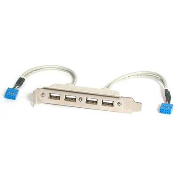 Two StarTech.com StarTech.com 4 Port USB A Female Slot Plate Adapters on a white background.