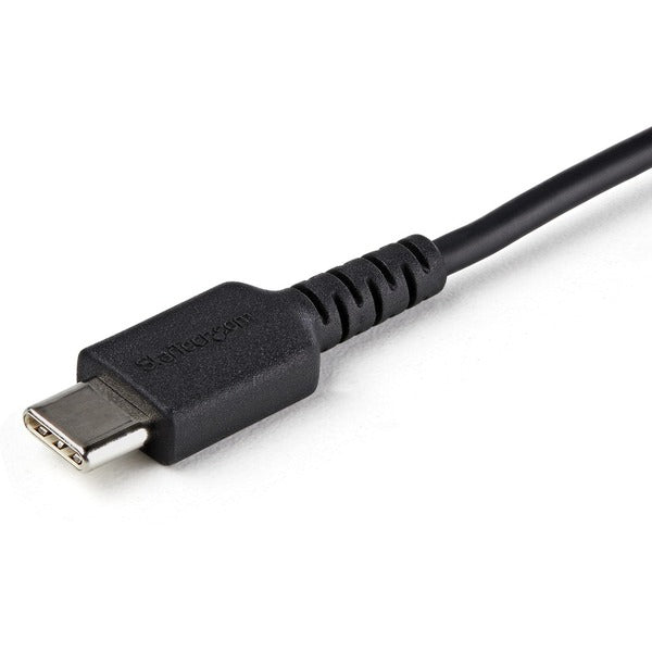 A black StarTech.com 3ft (1m) Secure Charging Cable connected to a white background.