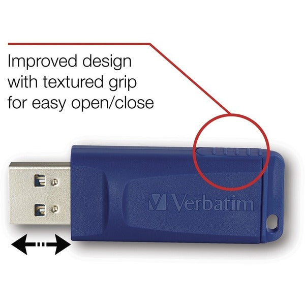 A Verbatim 8GB USB Flash Drive - Blue on a white background.