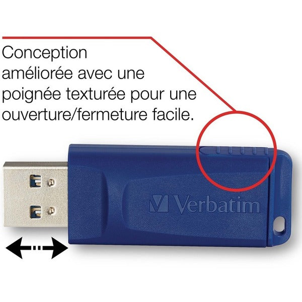 A Verbatim 8GB USB Flash Drive - Blue on a white background.