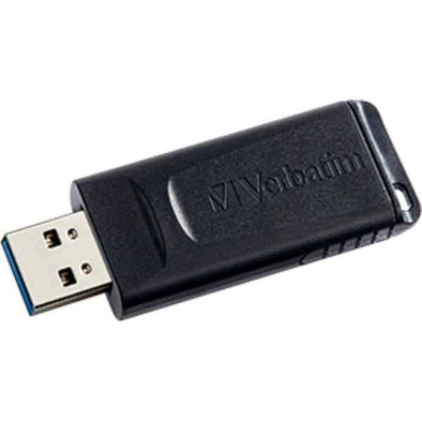 A Verbatim 16GB Store 'n' Go USB Flash Drive - 4pk - Red, Green, Blue, Black on a white background.