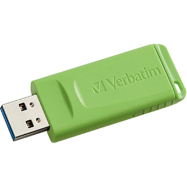 A Verbatim 16GB Store 'n' Go USB Flash Drive - 4pk - Red, Green, Blue, Black on a white background.