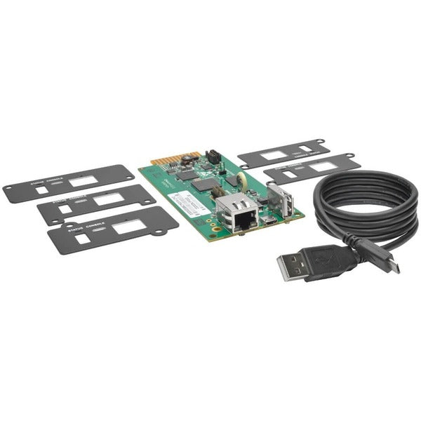 A Tripp Lite UPS Web Management Accessory Card SNMP Remote Monitoring HTML5 on a white background.