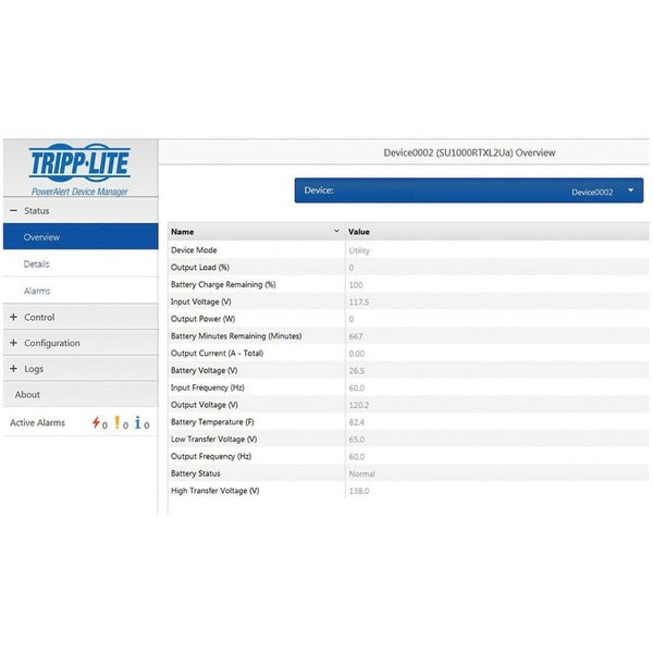 A Tripp Lite UPS Web Management Accessory Card SNMP Remote Monitoring HTML5 on a white background.