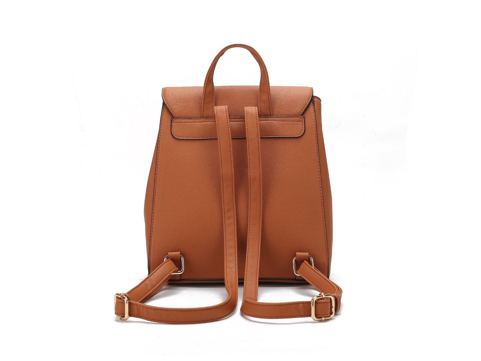 A MKF Collection Sansa Vegan Leather Women's Backpack by Mia k with a gold buckle.