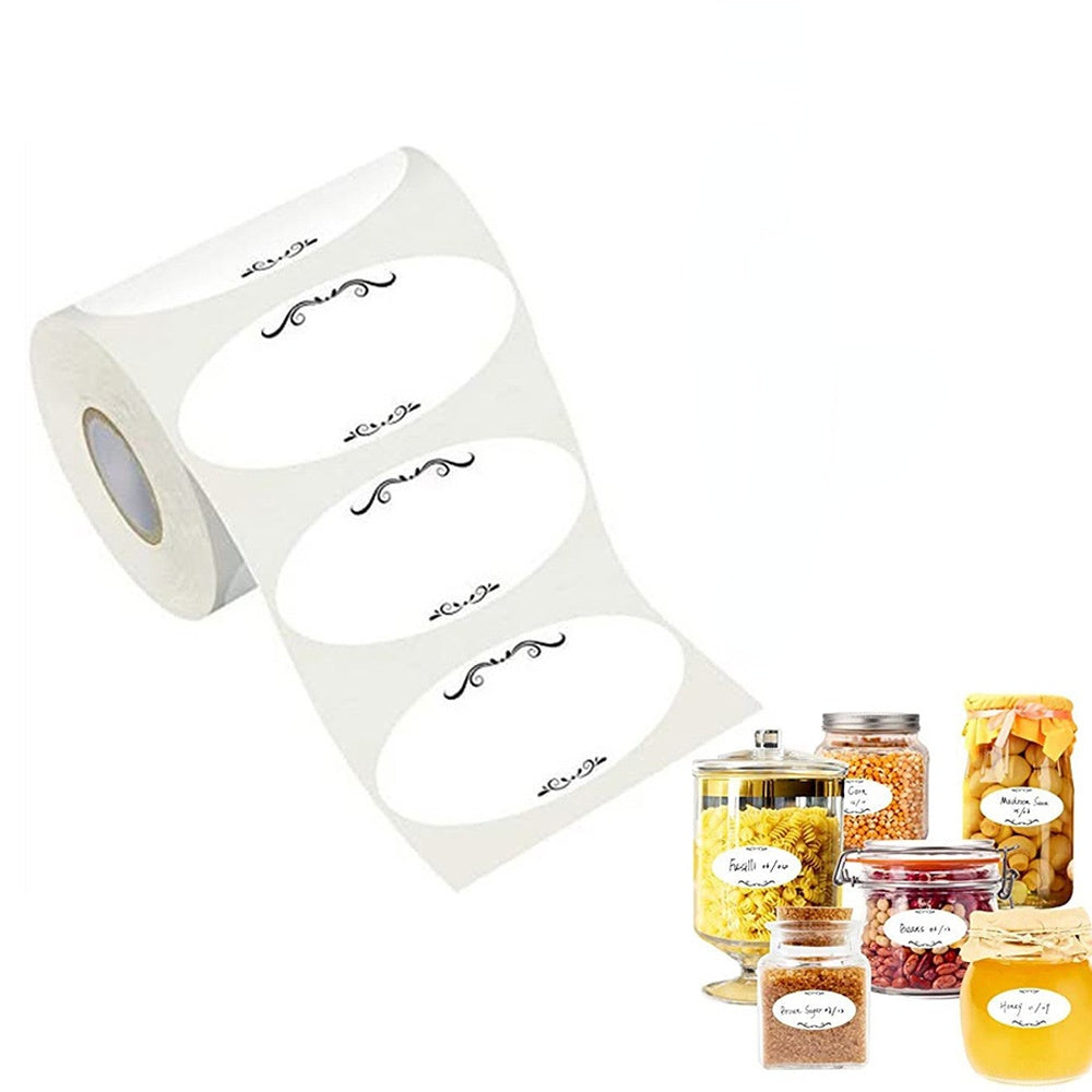 Sentence with replaced product: Roll of 150pcs Food Marking Date Waterproof Sticker Labels with decorative black borders and customizable text.