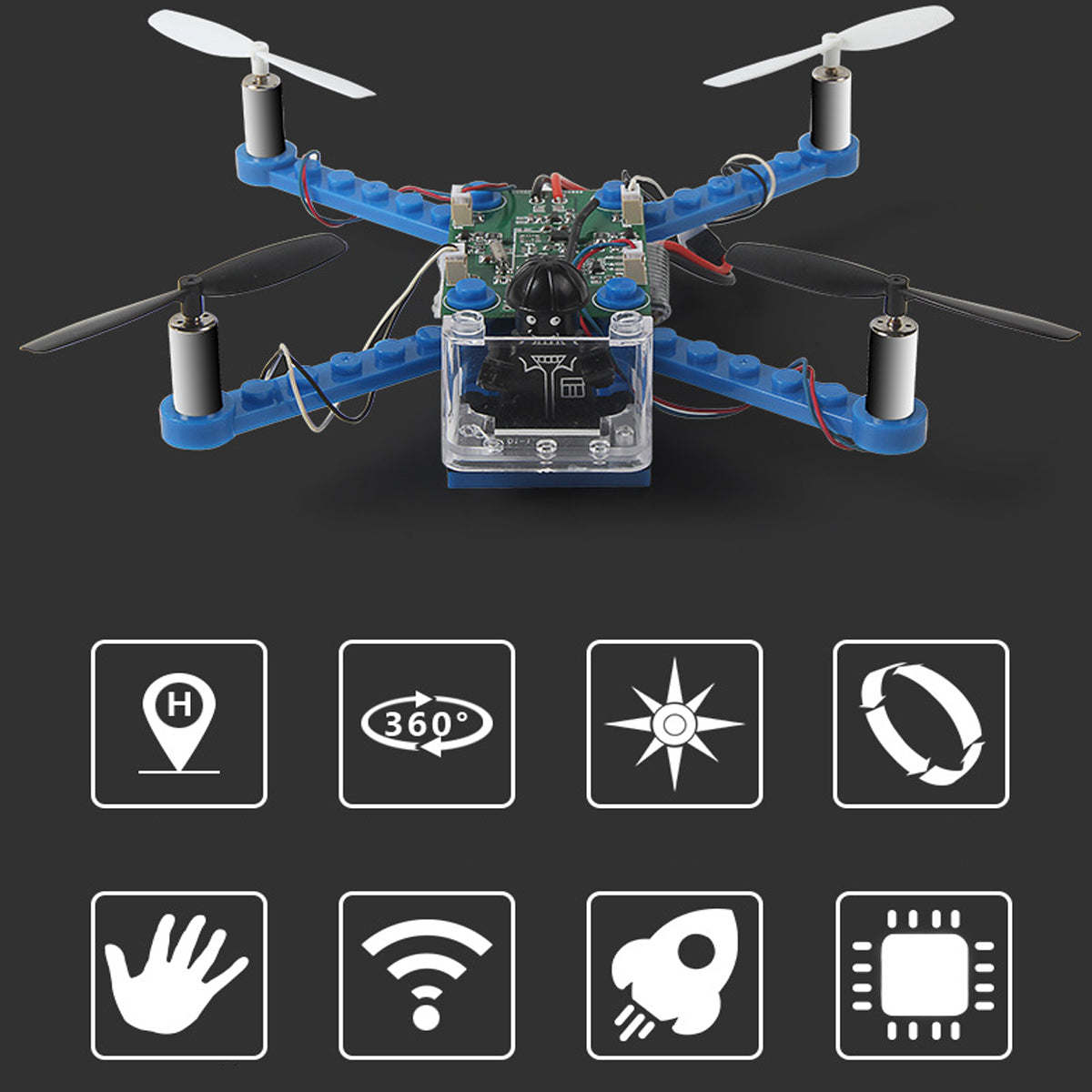 A kids' DIY Drone Building STEM Project For Kids with a remote control attached to it, perfect for STEM projects.