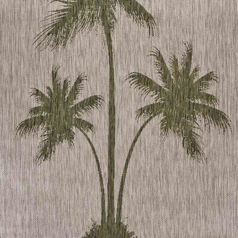 Embroidered palm trees on a Home Decor Indoor/Outdoor Accent Rug Natural Stylish Classic Pattern Design background.