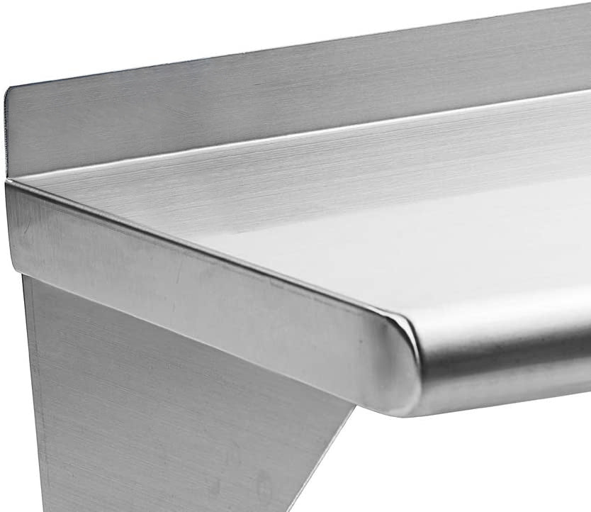 Stainless Steel Shelf 12 x 36 Inches; 270lb; Wall Mount Floating Shelving for Restaurant; Kitchen; Home and Hotel