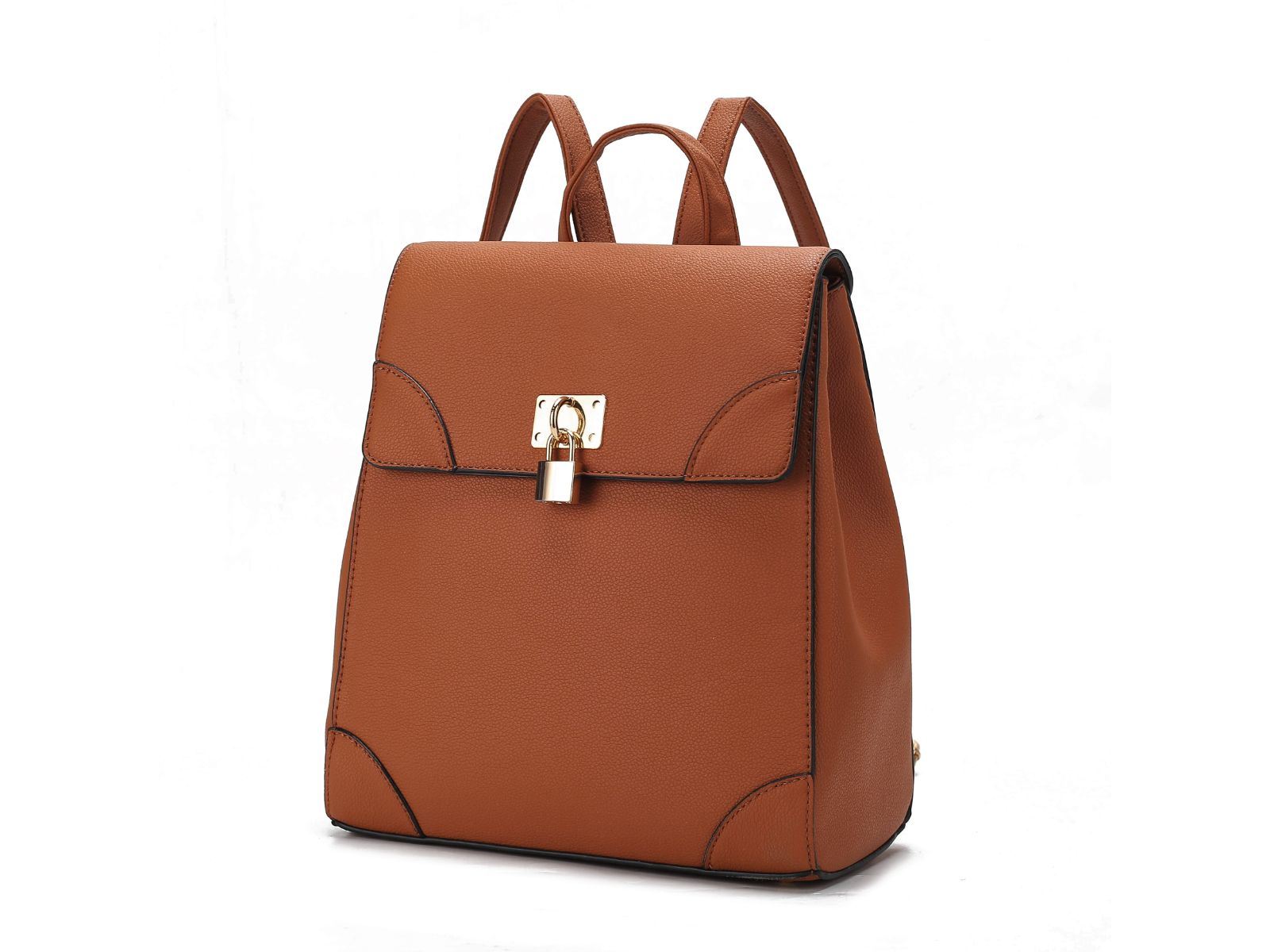 A MKF Collection Sansa Vegan Leather Women's Backpack by Mia k with a gold buckle.