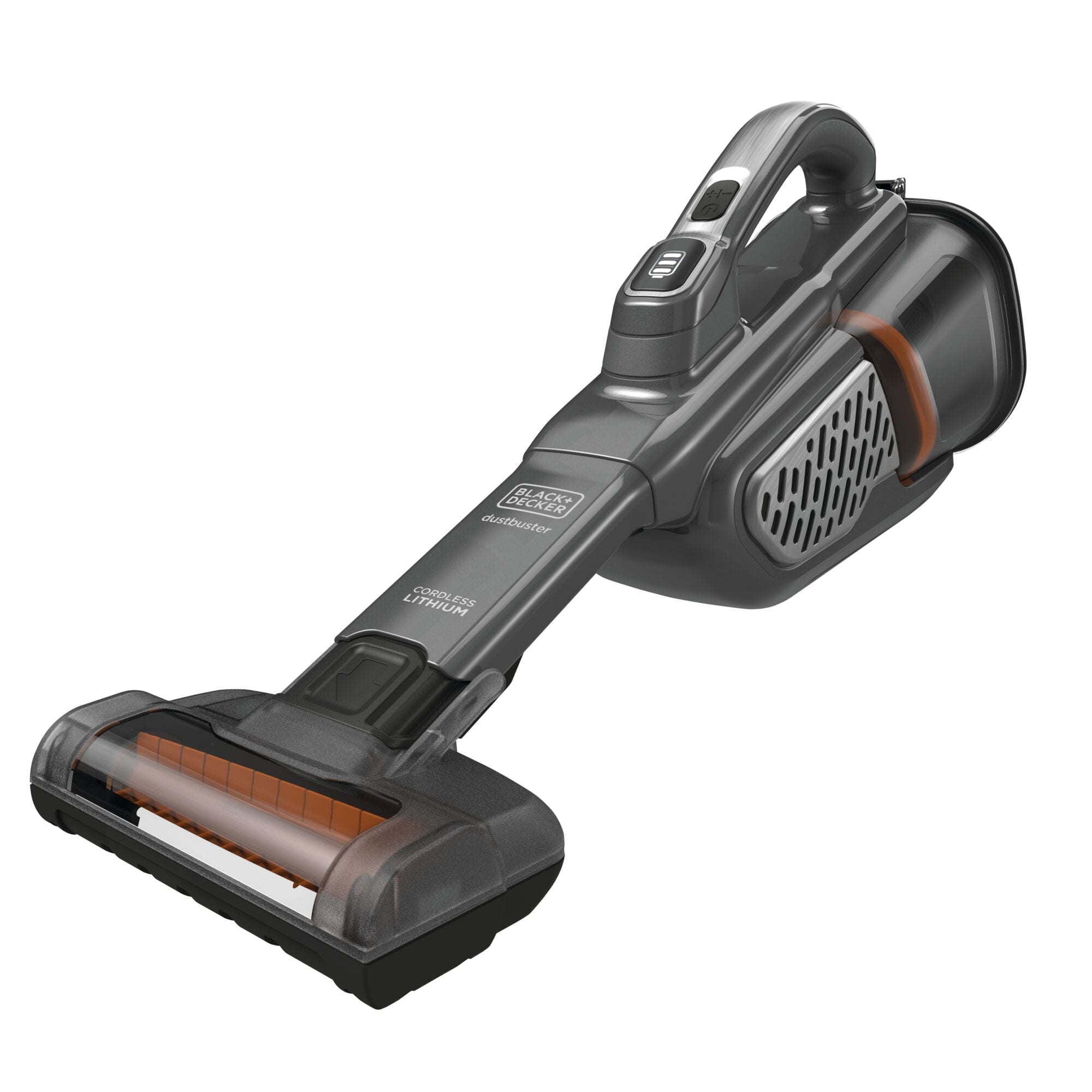 A Dustbuster AdvancedClean+ 12V Lithium Cordless Handheld Vacuum with Powered Pet Head for carpet and upholstery by Black and Decker, designed for effectively removing Pet Hair.