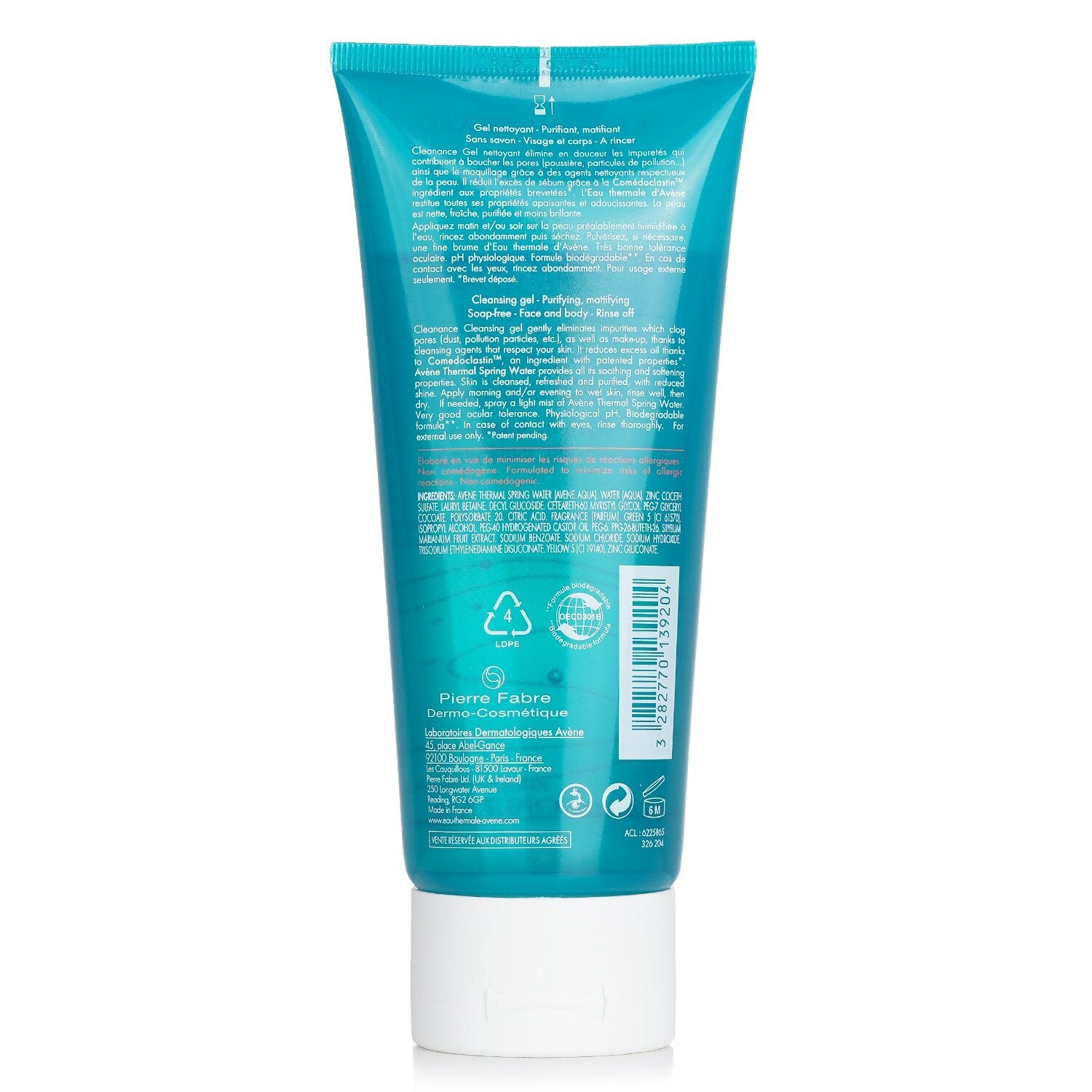 Tube of AVENE - Cleanance Cleansing Gel for oily, blemish-prone skin on a white background.