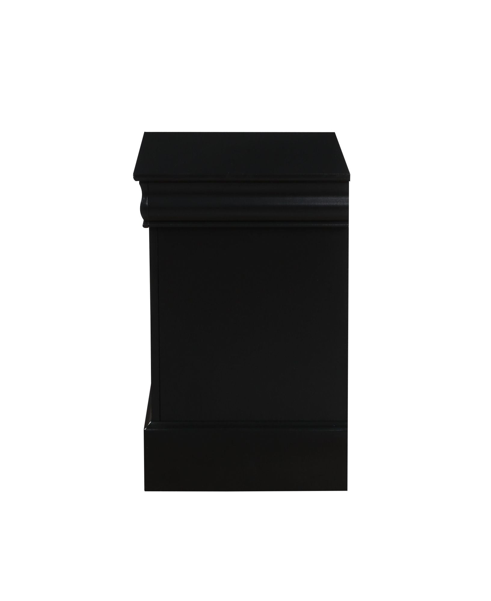 A Louis Philippe III Nightstand in Black with two storage drawers.