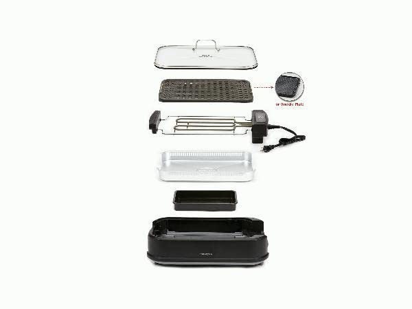 PowerXL Smokeless Grill Family Size- with Tempered Glass Lid with Interchangeable Grill and Griddle Plate and Turbo Speed Smoke Extractor Technology 22.1' X13.2' X 6.1