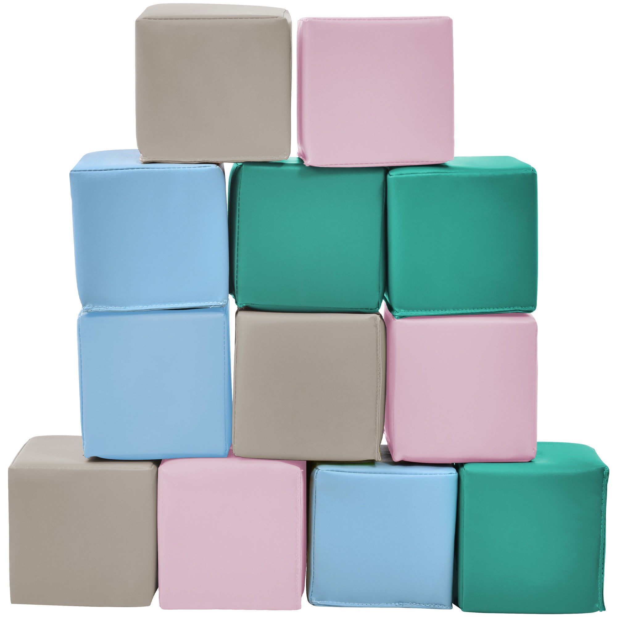 A vibrant collection of SoftZone Toddler Foam Block Playset in a living room.