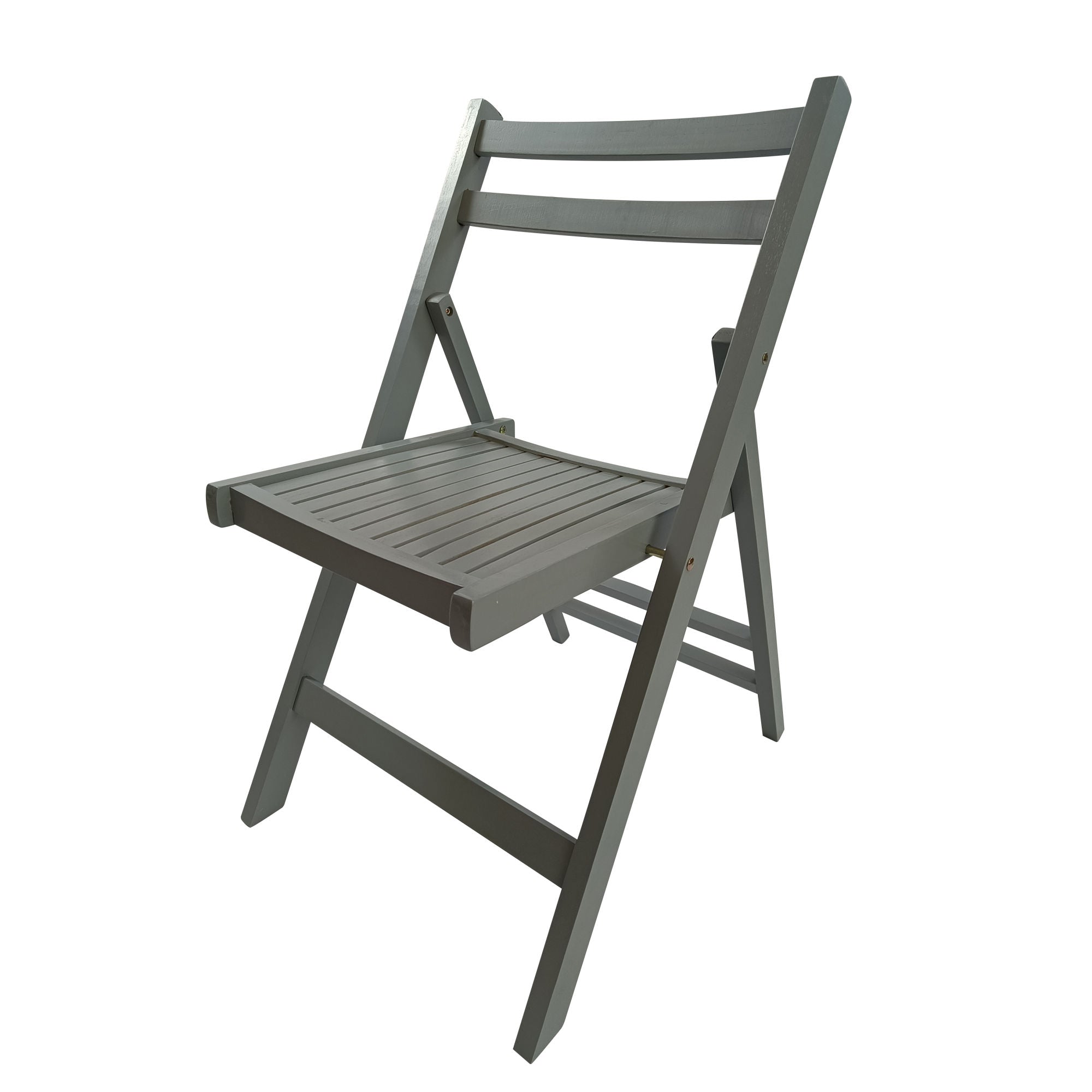 Four durable and versatile Furniture Slatted Wood Folding Special Event Chairs - Gray; Set of 4; FOLDING CHAIR; FOLDABLE STYLE on a white background.