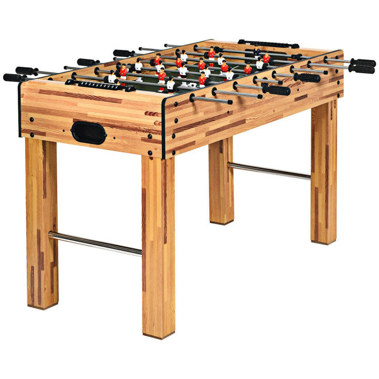 A Family Fun Games Indoor/Outdoor Competition Game Soccer Table with steel rods, against a white background.