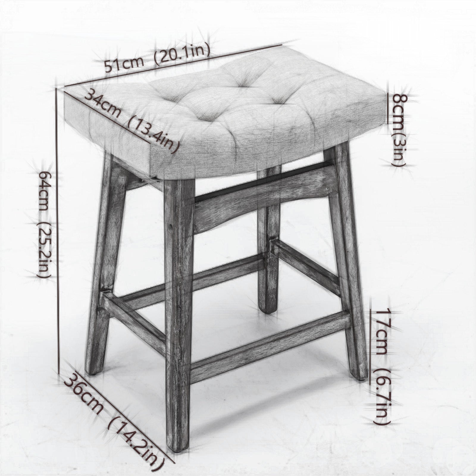 Two A&A Furniture, Counter Height 25" Stools for Kitchen Counter Backless Faux Leather Stools Farmhouse Island Chairs (25 Inch, Gray, Set of 2), SW1838GY in a room with a wooden table.