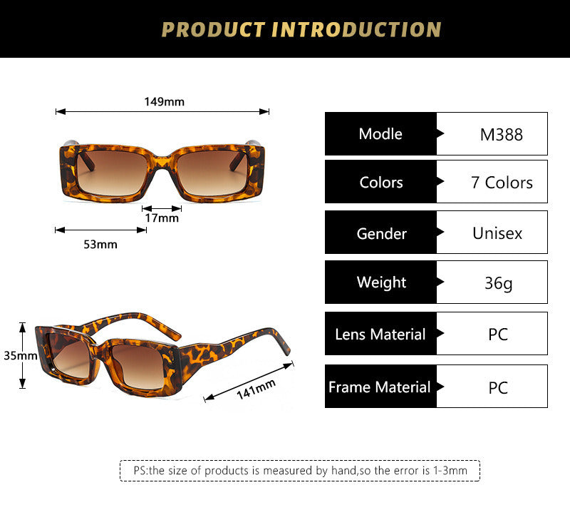 A pair of Fashion Square Sunglasses Women Small Rectangle Glasses Retro Sunglass Men Luxury Designer Eyewear UV400 Sun Glass Black Shade, viewed from a slight angle on a white background.