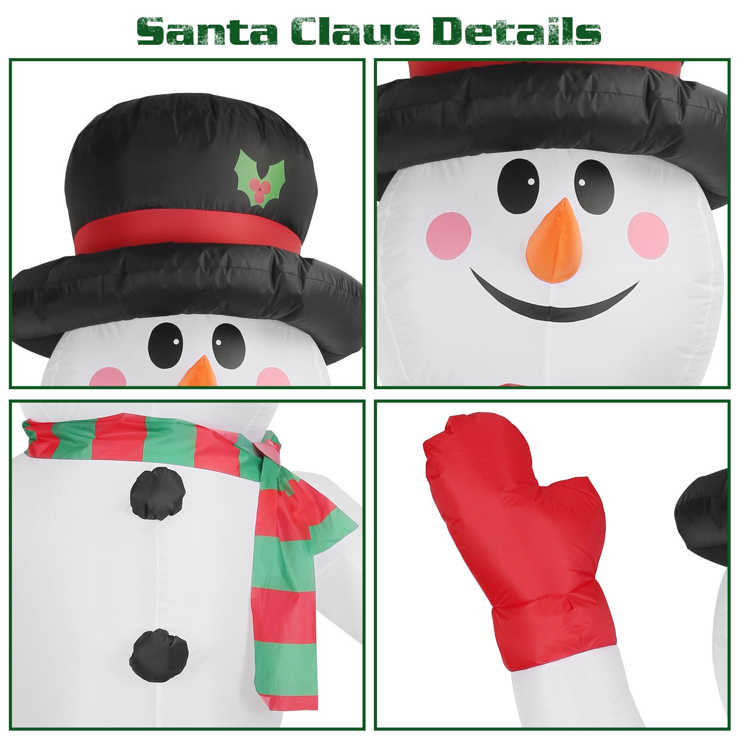 7.9FT Christmas Inflatable Giant Snowman Blow up Light up Snowman adorned with LED lights.