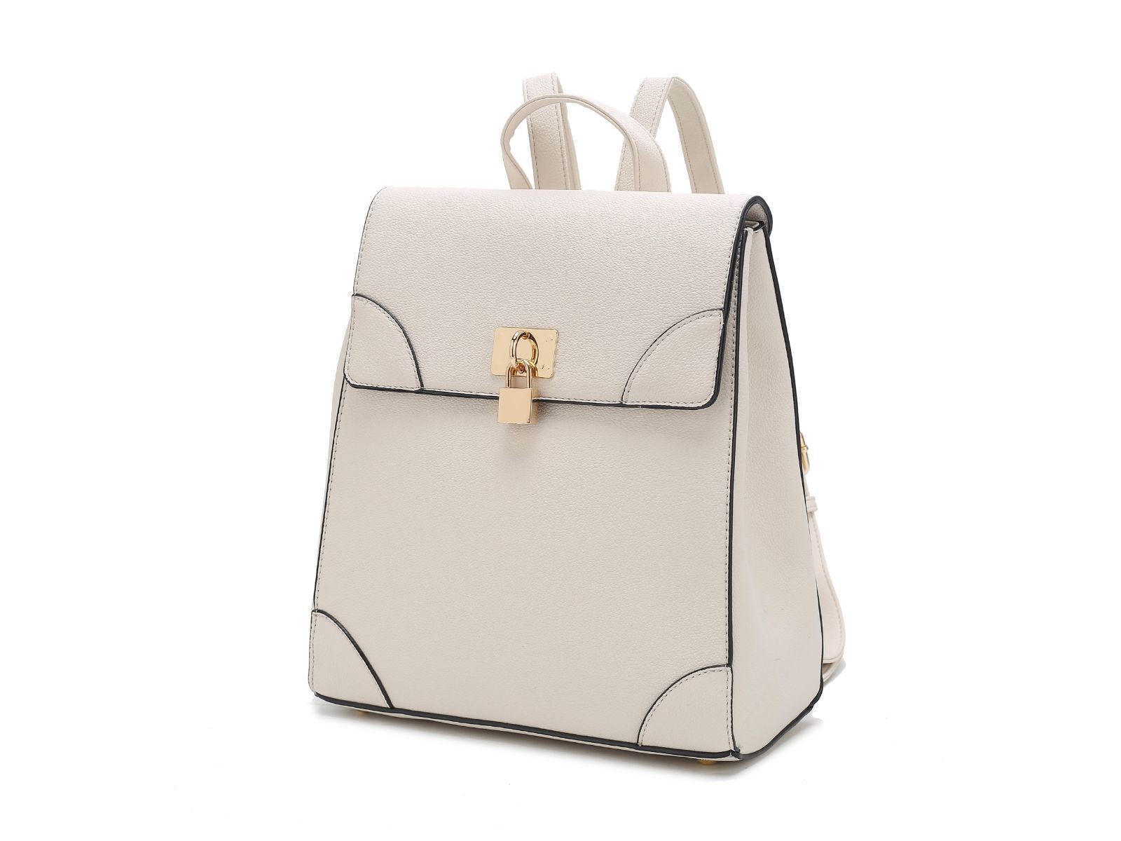 A MKF Collection Sansa Vegan Leather Women's Backpack by Mia k with a gold buckle.