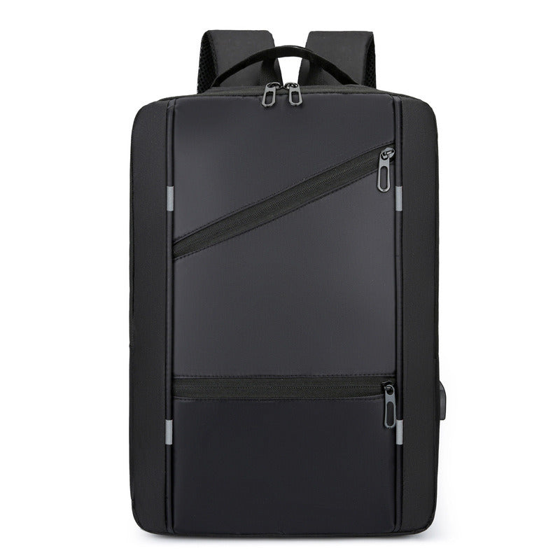 Men's Waterproof Backpack Casual Business Men Computer Backpack 15.6 Inch Laptop Bag Back Light Anti theft Travel Backpack Male in black and grey with a streamlined design, featuring multiple compartments and ergonomic shoulder straps.