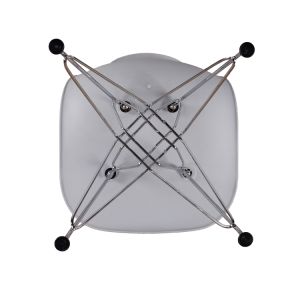 The Set of 4 Modern Style Dining Chairs are mid-century modern side chairs with a black plastic shell lounge design, wooden walnut legs, and metal supports, perfect for your kitchen, dining room, bedroom, or living room.