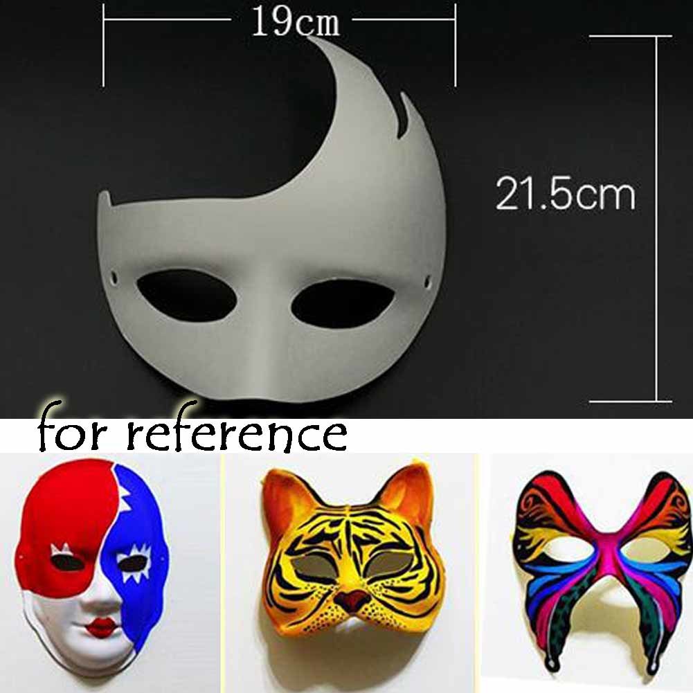A 10-Packs White Blank Painting Eye Mask DIY Paper Mask for Halloween Costumes, Single Horn , perfect for DIY masks and classroom projects, showcased against a clean white background.