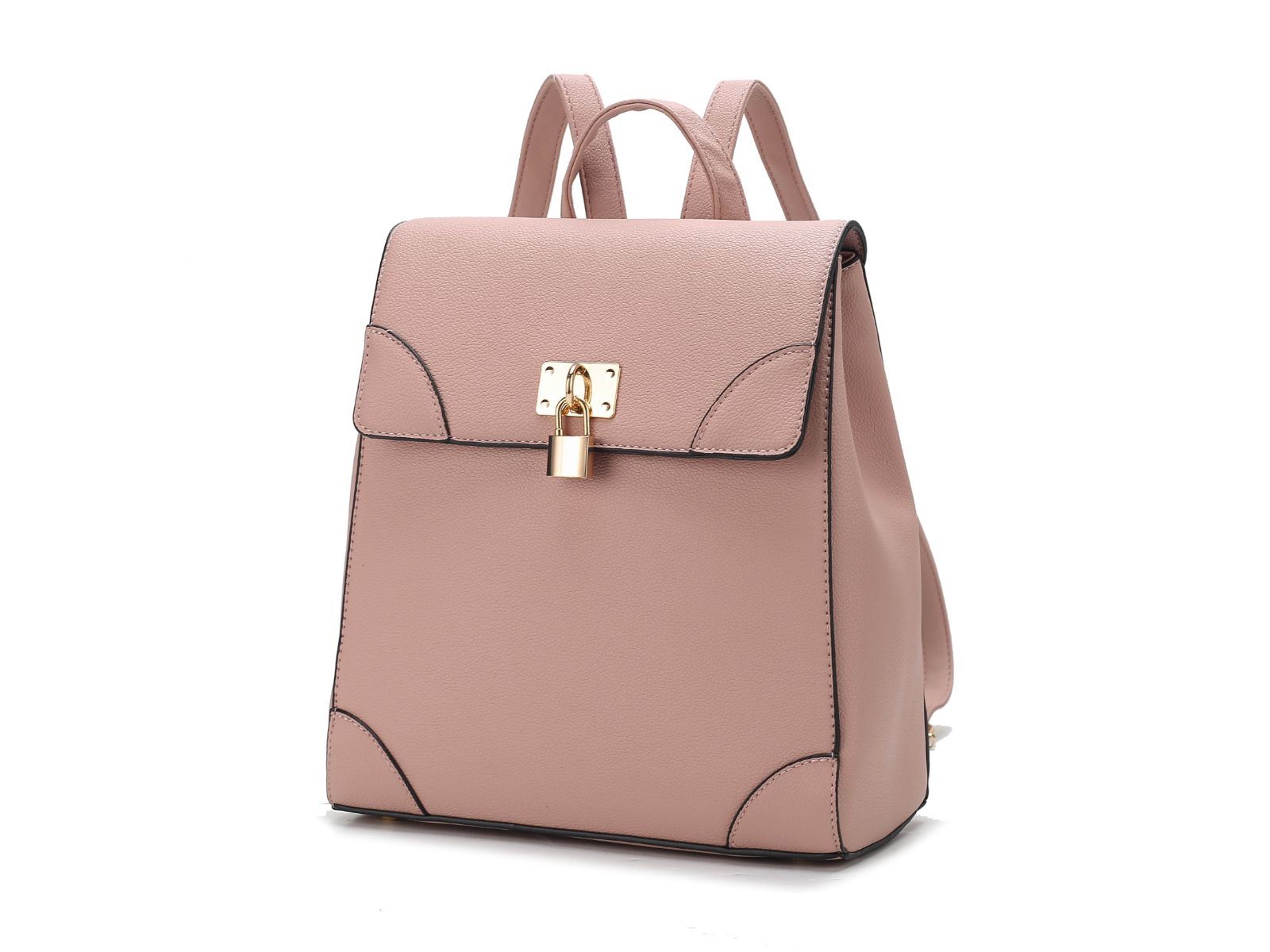 A MKF Collection Sansa Vegan Leather Women's Backpack by Mia k with a gold buckle.