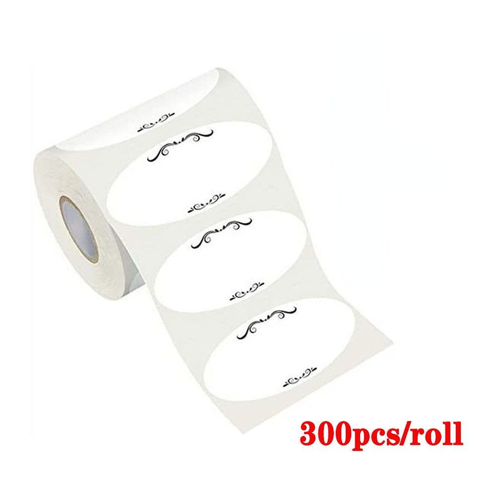 Sentence with replaced product: Roll of 150pcs Food Marking Date Waterproof Sticker Labels with decorative black borders and customizable text.