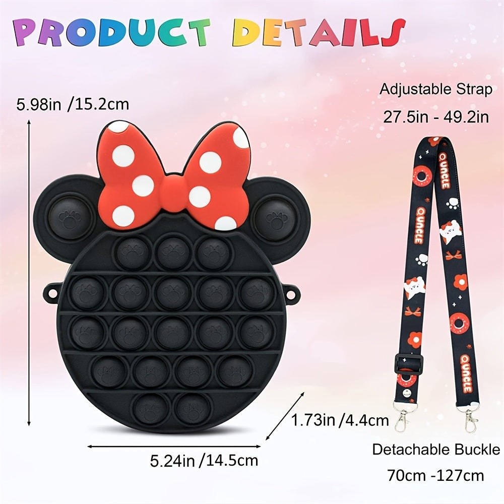 Pop Purse For Girls; 2 In 1 Fidget Purse; Pop Poppet Bag; Bubble Purse; Cartoon Silicone Fidget Toys; Handbags With Adjustable Shoulder Strap Length; Gift For Girls And Kids