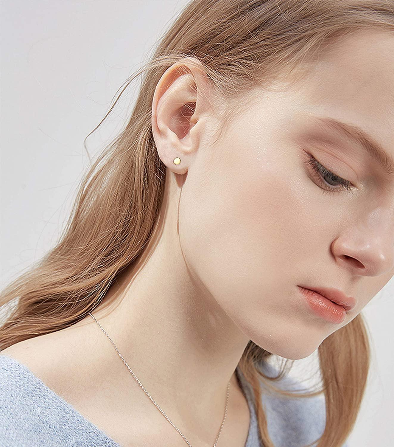 Sentence with replaced product: A collection of various designs of 6 Pairs 925 Sterling Silver 2mm Tiny Stud Earrings Set for Women Men Mini Ball Bar(7.5mm/9mm) CZ Disc Dot Earrings Line Stick Earrings Valentine's Day Gifts, featuring tiny stud earrings and bars embellished with crystals.