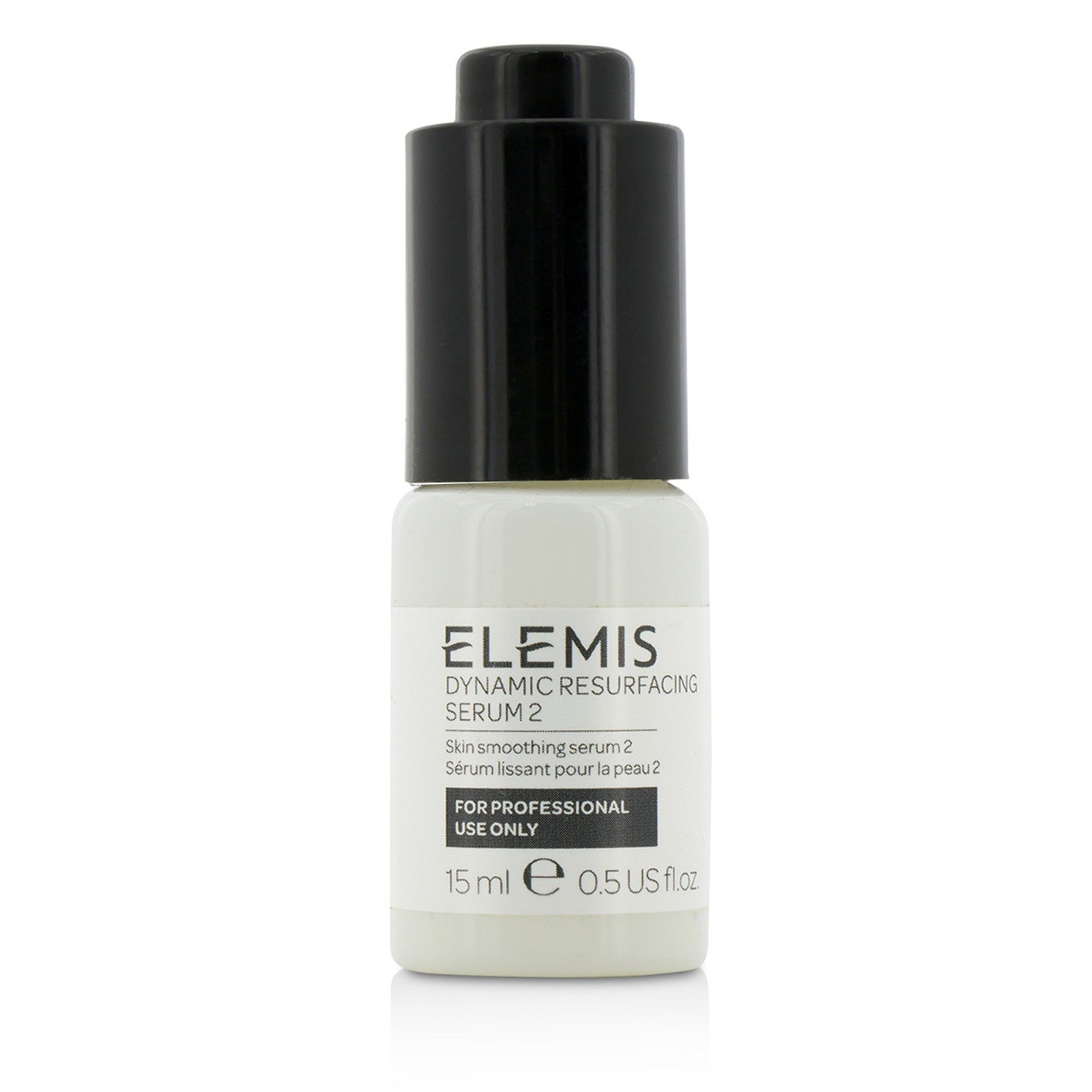 A bottle of Dynamic Resurfacing Serum 2 - Salon Product, labeled for professional use, 15 ml size, isolated on a white background.