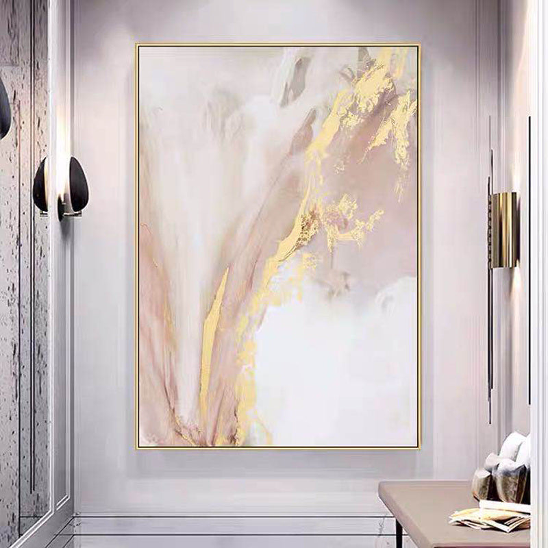 Top Selling Handmade Abstract Oil Painting Wall Art Modern Minimalist Pink Gold Foil Picture Canvas Home Decor For Living Room Bedroom No Frame
