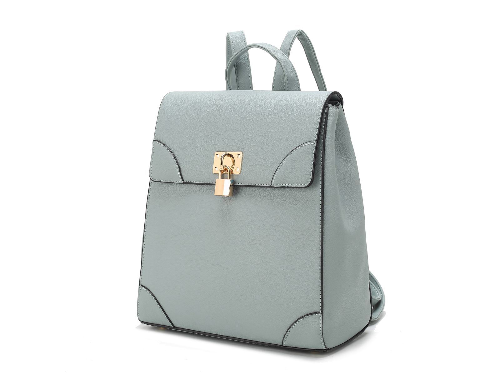 A MKF Collection Sansa Vegan Leather Women's Backpack by Mia k with a gold buckle.