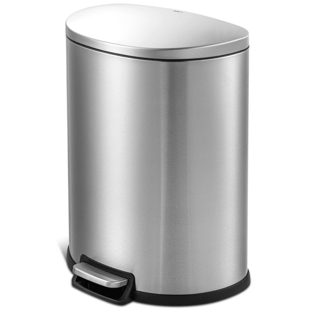 A 50L/13Gal Heavy Duty Hands-Free Stainless Steel Commercial/Kitchen Step Trash Can with impeccable design and craftsmanship, showcased on a clean white background.