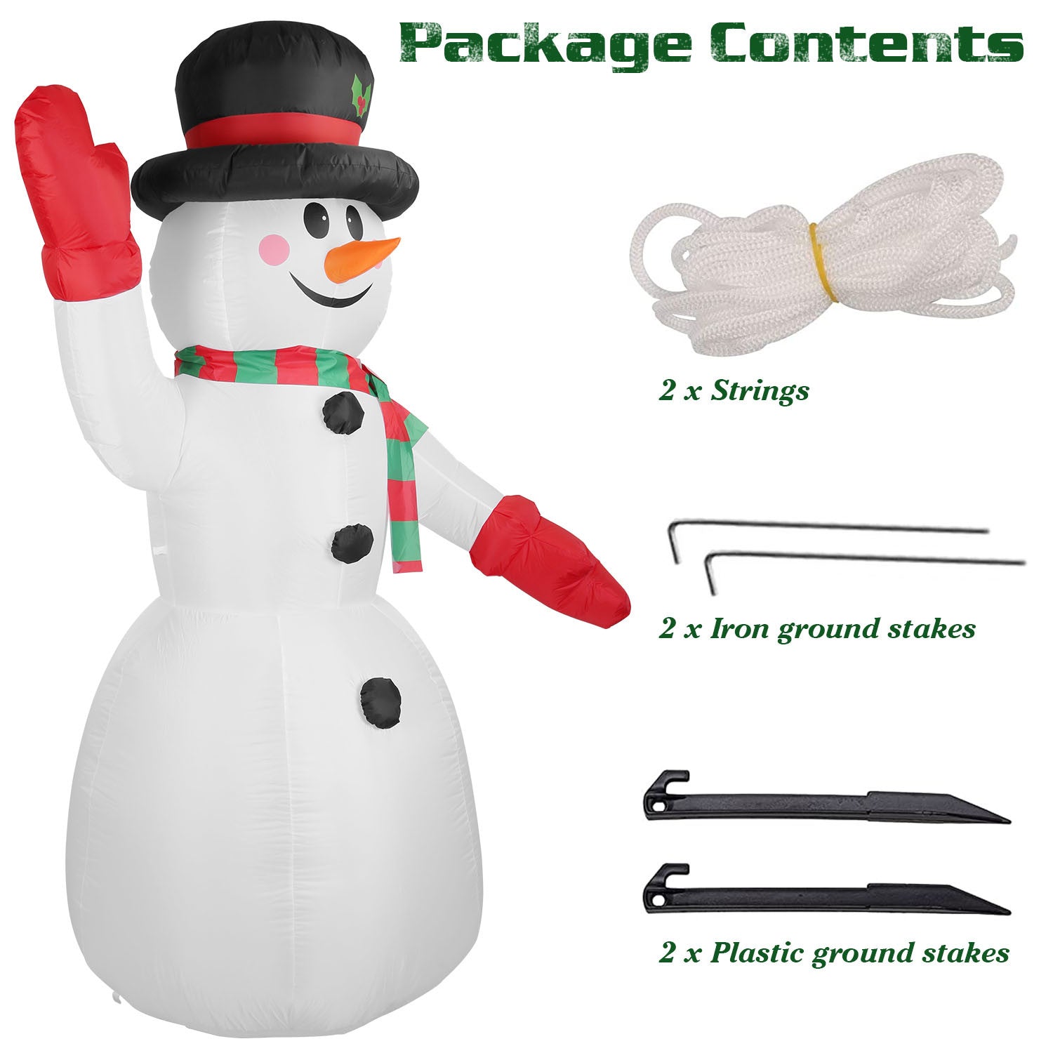 7.9FT Christmas Inflatable Giant Snowman Blow up Light up Snowman adorned with LED lights.