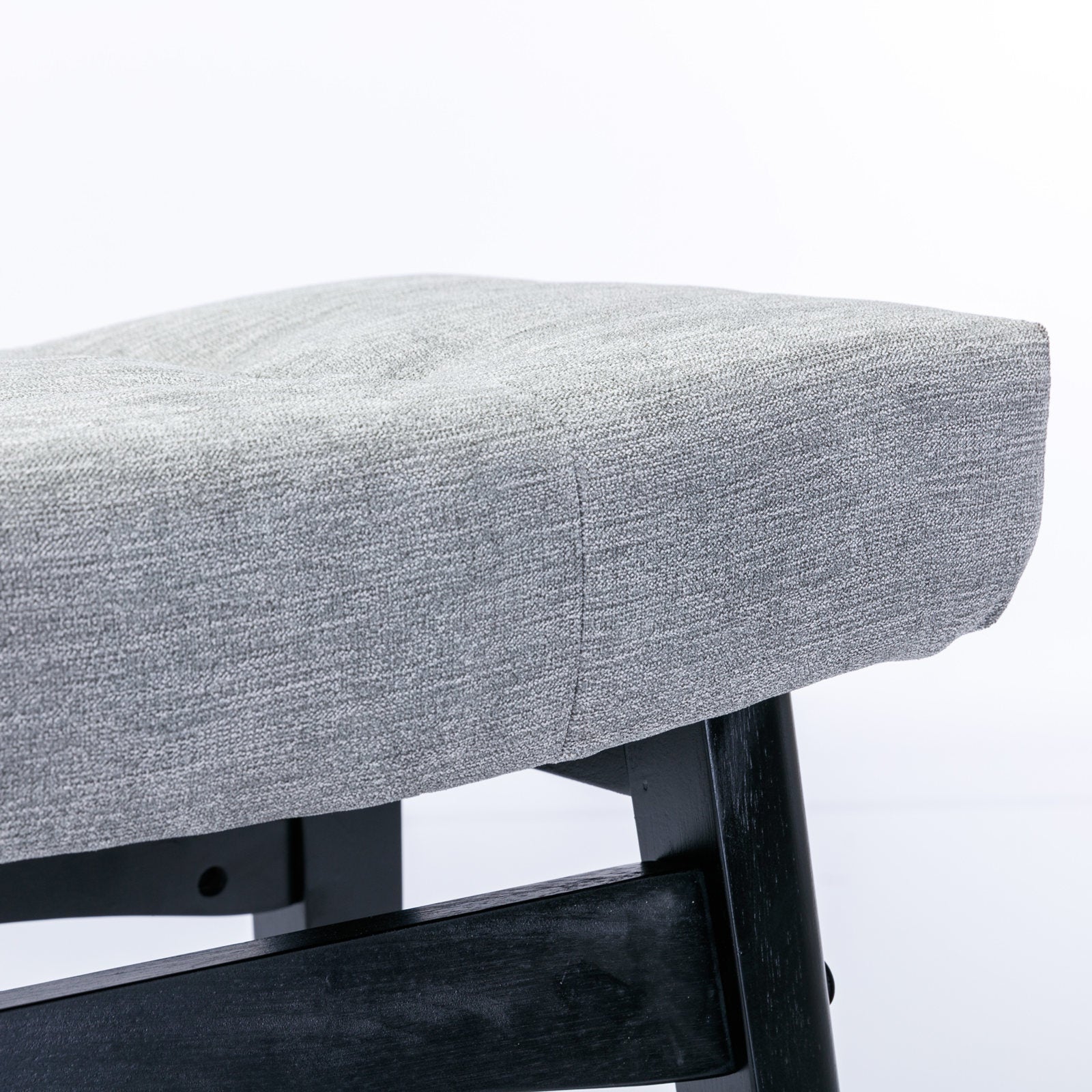 Two A&A Furniture, Counter Height 25" Stools for Kitchen Counter Backless Faux Leather Stools Farmhouse Island Chairs (25 Inch, Gray, Set of 2), SW1838GY in a room with a wooden table.