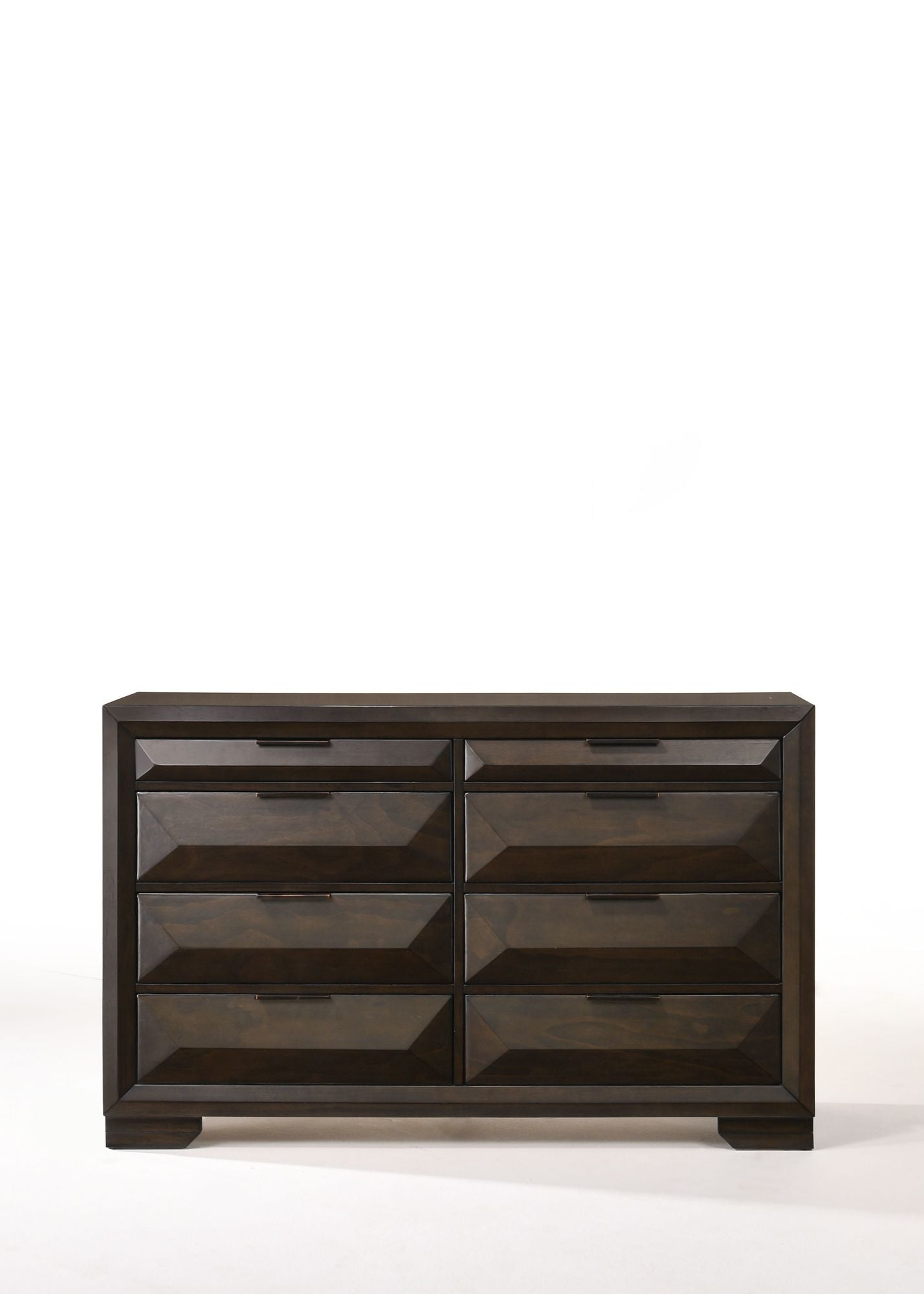 A Merveille Dresser in Espresso YJ with drawers and mirror.