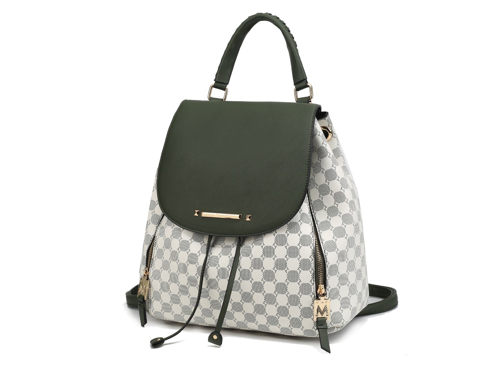 MKF Collection Kimberly Circular Print Backpack by Mia k in green and white.