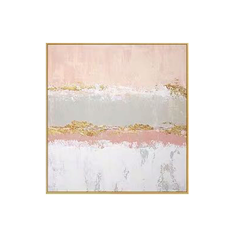 Abstract oil painting featuring gold leaf accents on a soft, pastel background, framed in a slim gold frame.
Hand Painted Gold Foil Abstract Oil Painting Wall Art Modern Minimalist Pink Picture Canvas Home Decor For Living Room No Frame