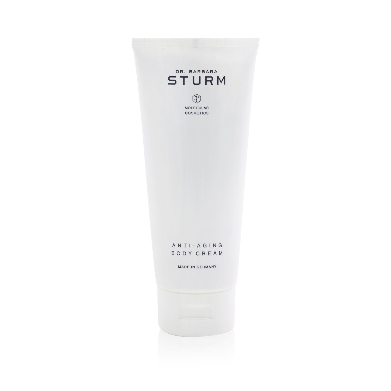 A tube of DR. BARBARA STURM - Anti-Aging Body Cream 32790/402070 200ml/6.76oz for visible signs of aging on a white background.