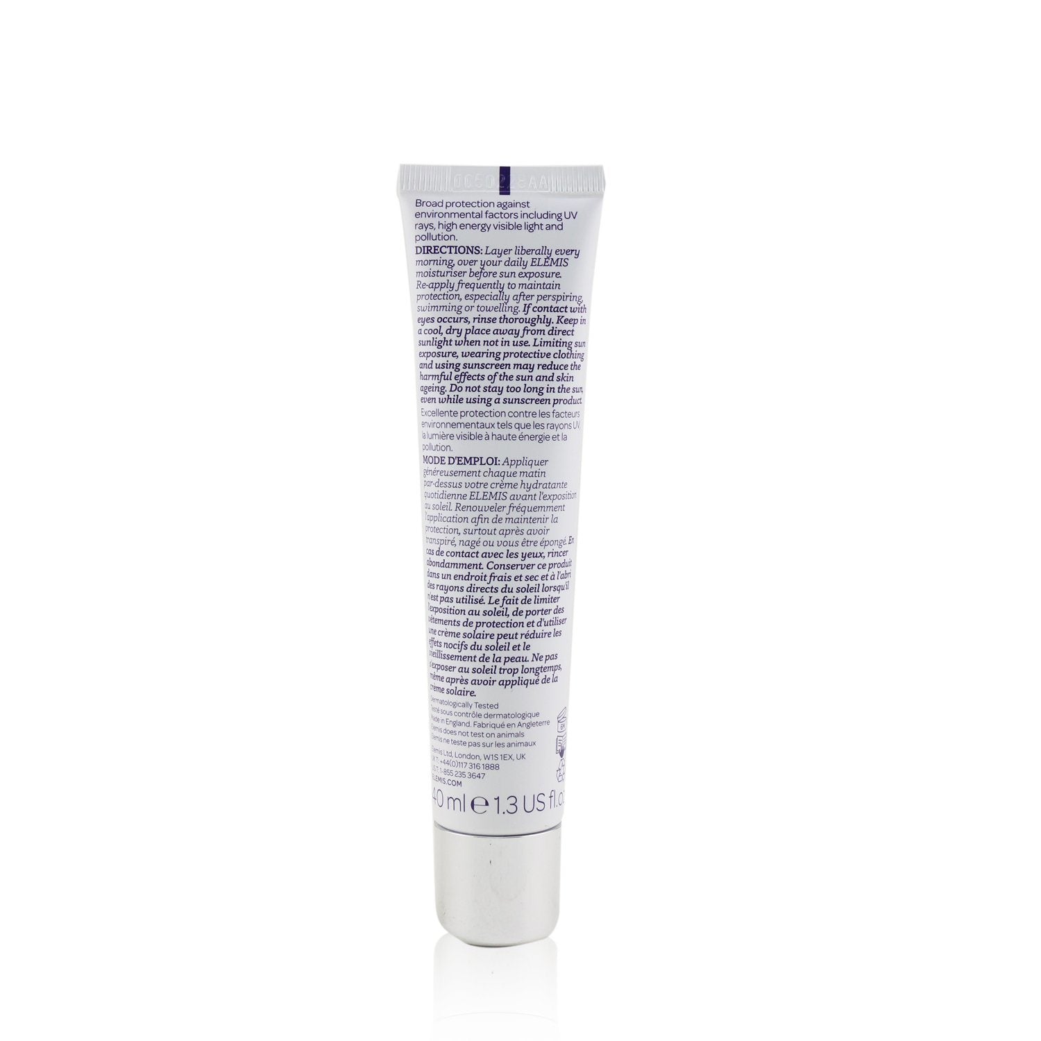 White tube of Daily Defence Shield SPF 30 sunscreen with pollution protection against a pure white background.