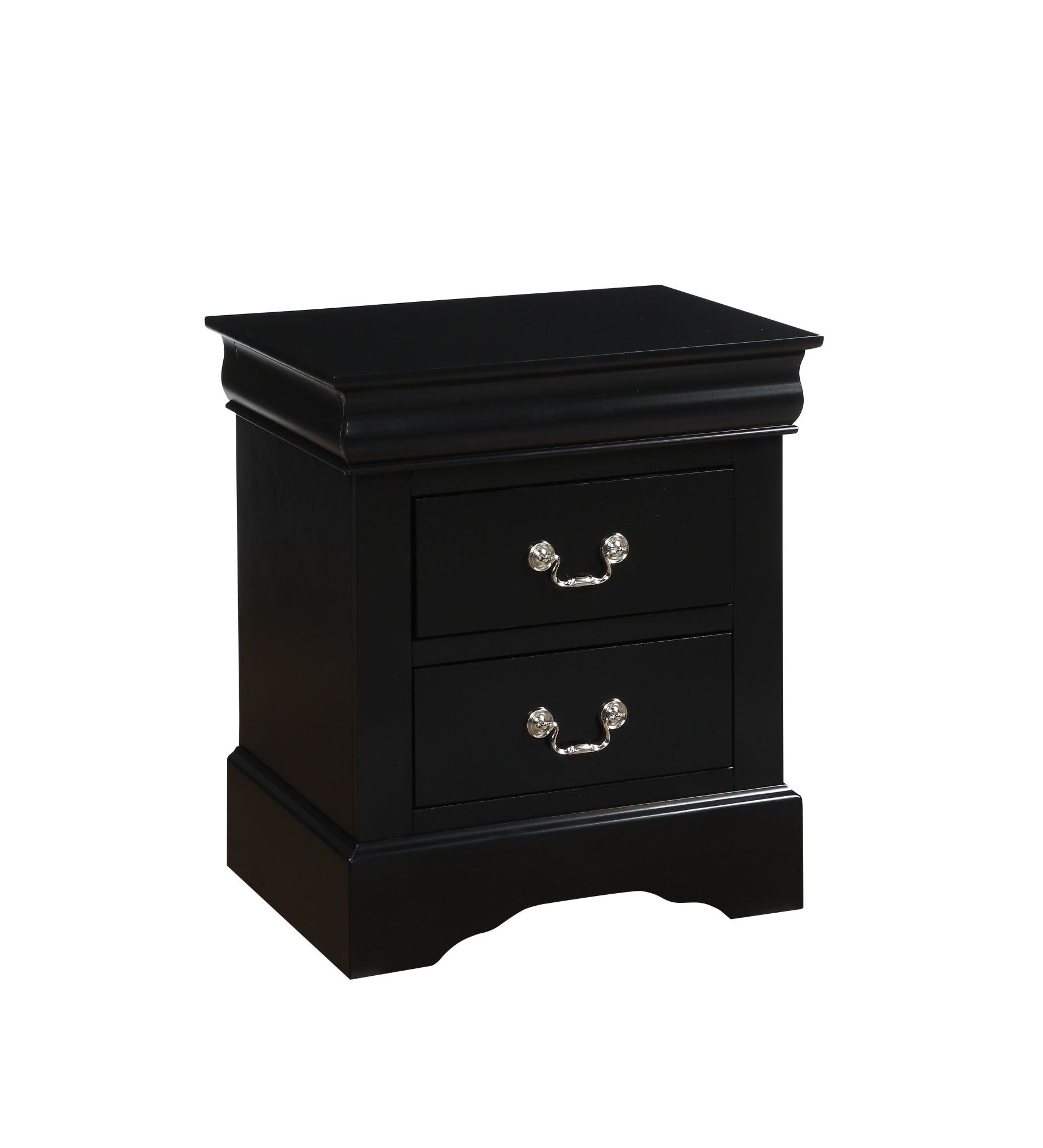 A Louis Philippe III Nightstand in Black with two storage drawers.