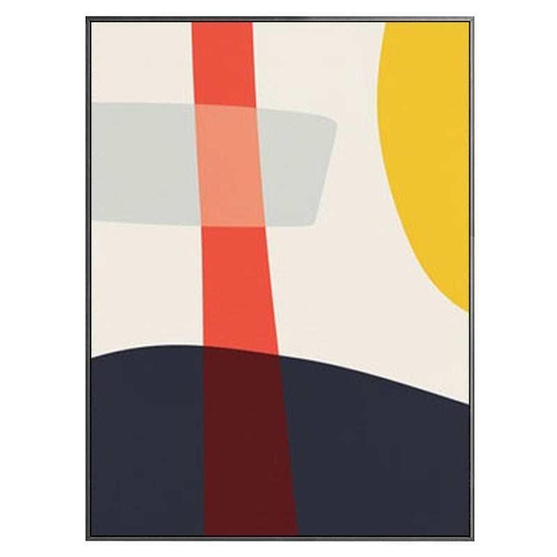 An Abstract Geometric Illustration Wall Art Canvas Oil Painting Nordic Posters and Wall Pictures for Living Room Decor No Frame with red, orange, and yellow on a white background.