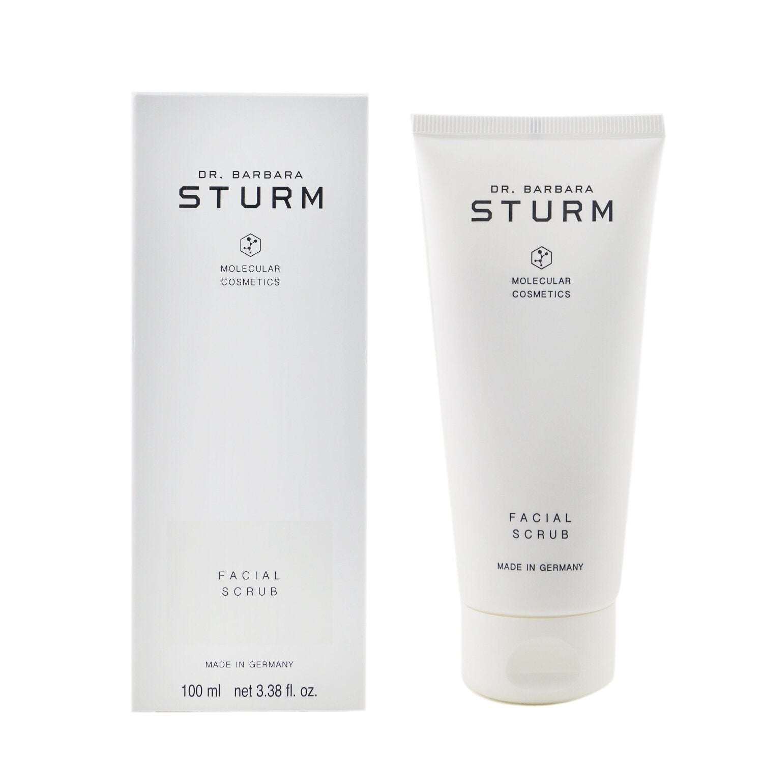 A tube of DR. BARBARA STURM - Facial Scrub 32247/402080 100ml/3.38oz for skin refining on a white background.