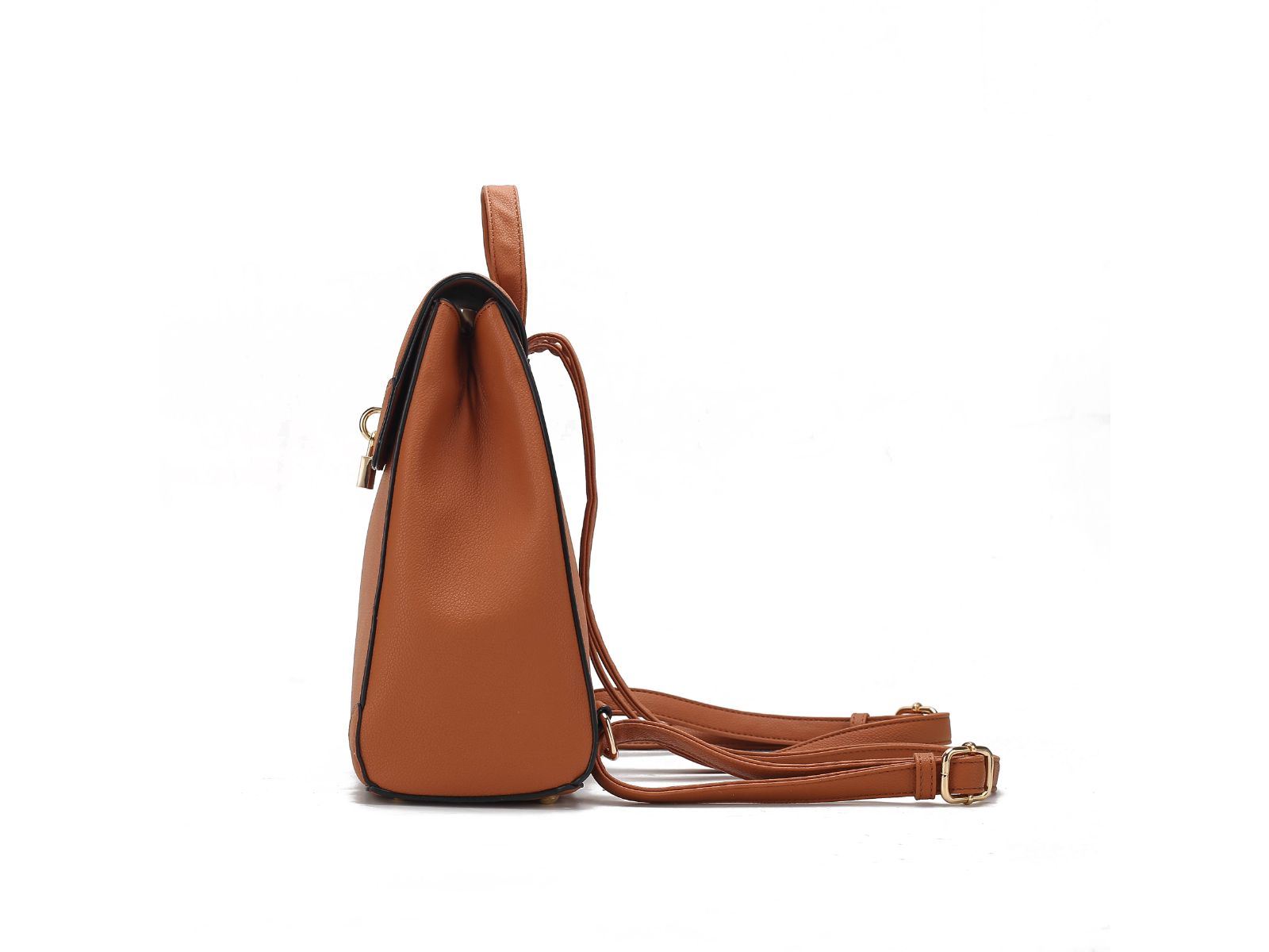 A MKF Collection Sansa Vegan Leather Women's Backpack by Mia k with a gold buckle.