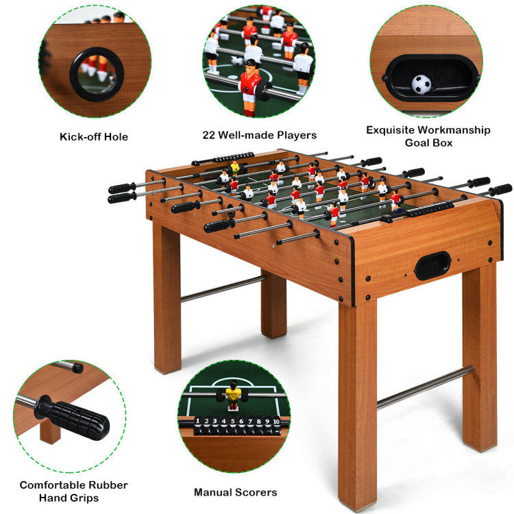 A Family Fun Games Indoor/Outdoor Competition Game Soccer Table with steel rods, against a white background.