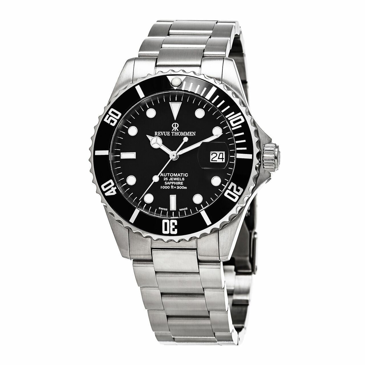 A Revue Thommen 17571.2137 Diver Stainless Black Dial Men's Automatic Watch with a black dial.